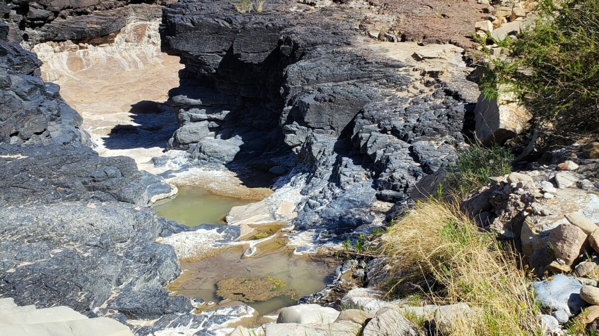 Water tinaja in a crevice. Banta Shut-in at Big Bend National Park.